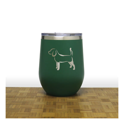 Green - Beagle PC 12oz STEMLESS WINE - Copyright Hues in Glass