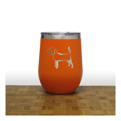 Orange - Beagle PC 12oz STEMLESS WINE - Copyright Hues in Glass