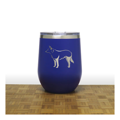 Blue - Blue Heeler PC 12oz STEMLESS WINE - Copyright Hues in Glass