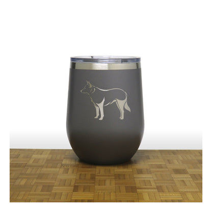 Grey - Blue Heeler PC 12oz STEMLESS WINE - Copyright Hues in Glass