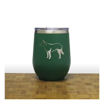 Green - Blue Heeler PC 12oz STEMLESS WINE - Copyright Hues in Glass