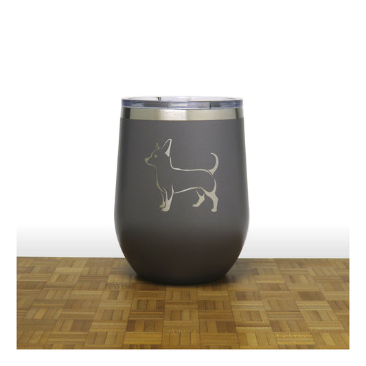 Grey - Chihuahua PC 12oz STEMLESS WINE - Copyright Hues in Glass