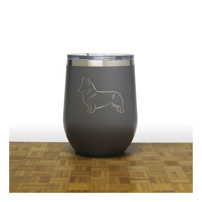 Grey - Corgi PC 12oz STEMLESS WINE - Copyright Hues in Glass