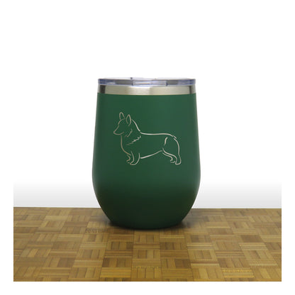 Green - Corgi PC 12oz STEMLESS WINE - Copyright Hues in Glass