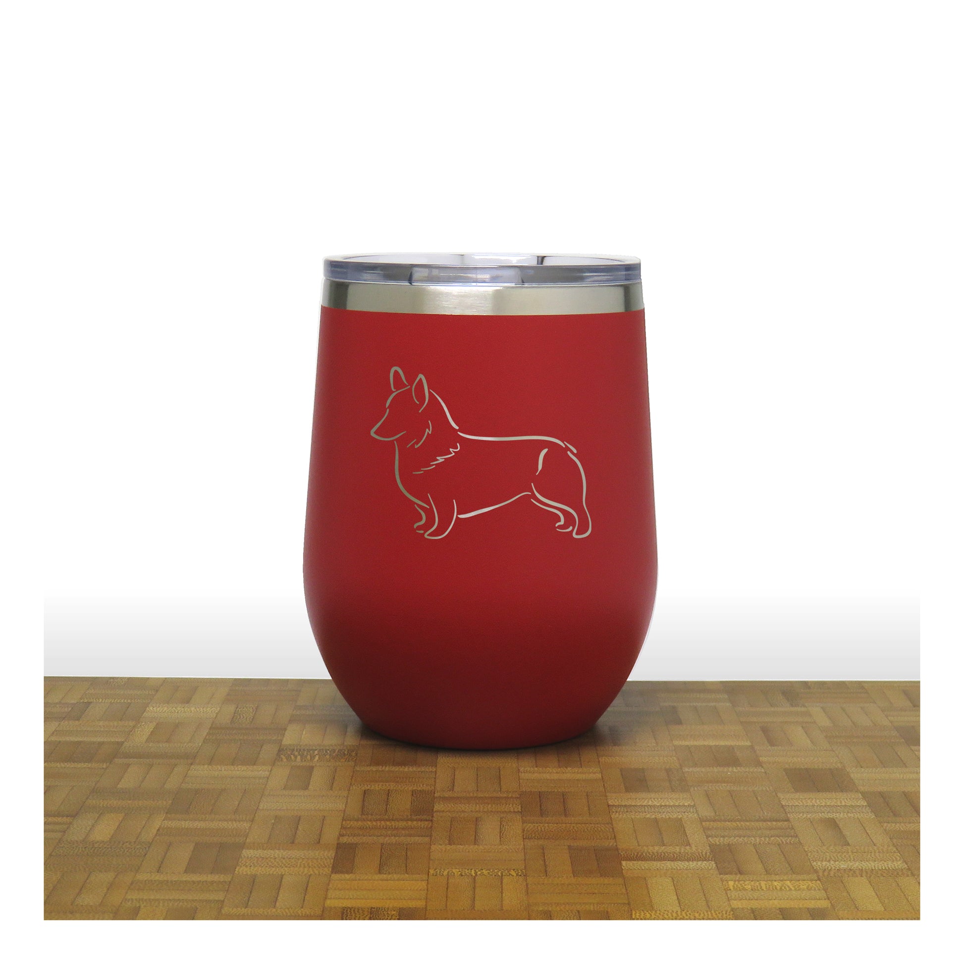 Red - Corgi PC 12oz STEMLESS WINE - Copyright Hues in Glass