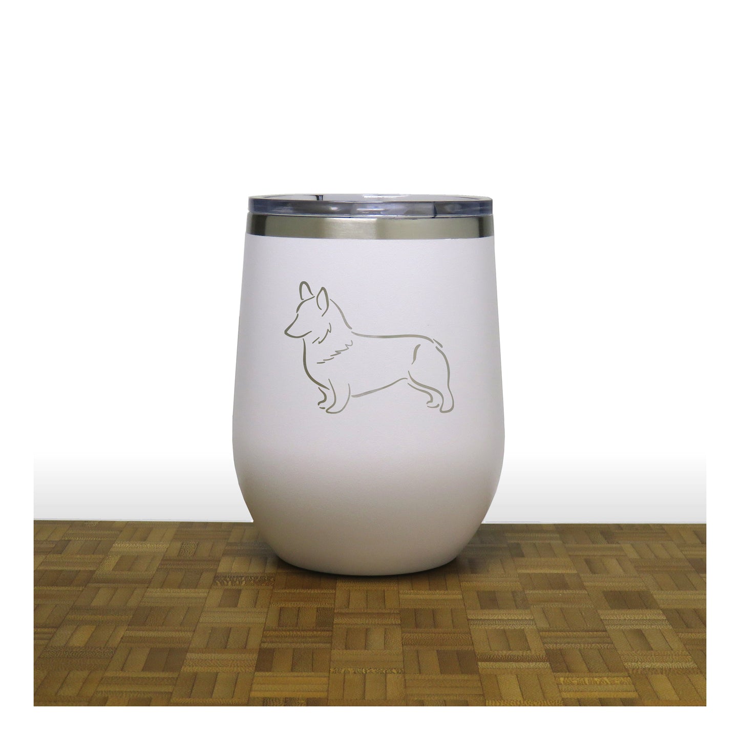 White - Corgi PC 12oz STEMLESS WINE - Copyright Hues in Glass