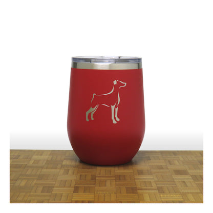 Red - Doberman PC 12oz STEMLESS WINE - Copyright Hues in Glass