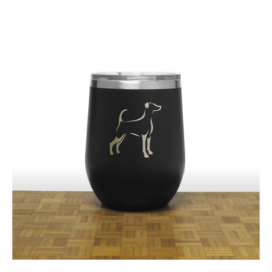 Black - Doberman Design 2 PC 12oz STEMLESS WINE - Copyright Hues in Glass