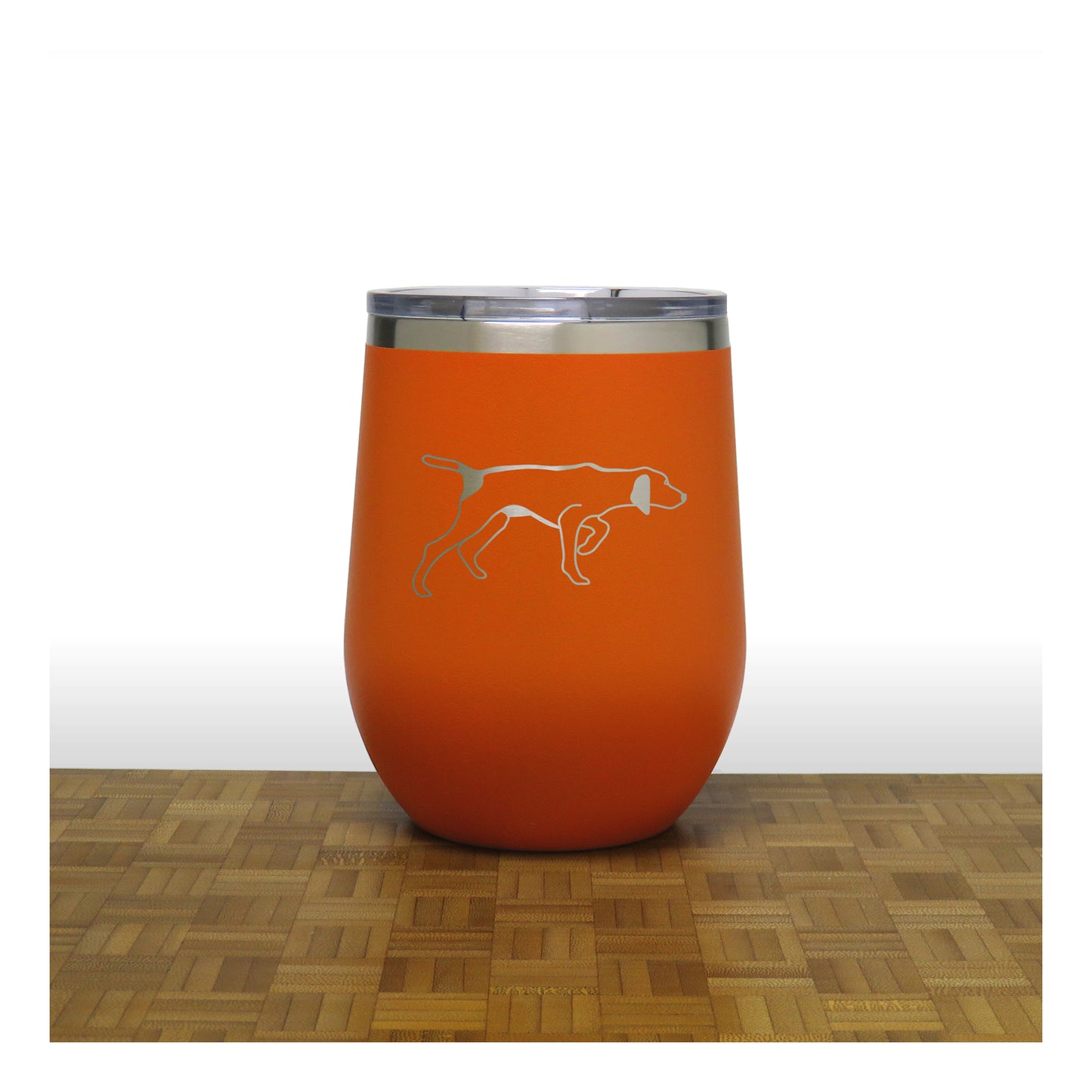 Orange - German Pointer PC 12oz STEMLESS WINE - Copyright Hues in Glass