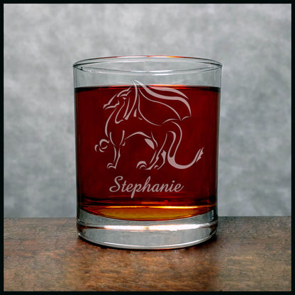 Personalized Dragon Personalized Whisky Glass - Design 4 - Copyright Hues in Glass