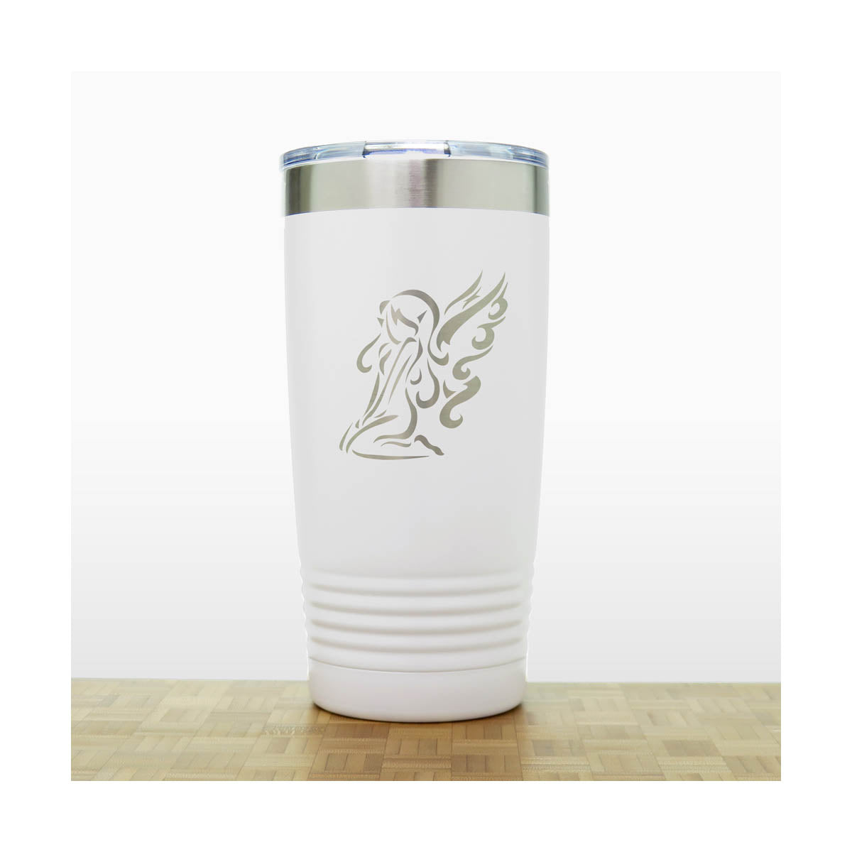 White - Fairy 20 oz Insulated Tumbler - Design 1 - Copyright Hues in Glass