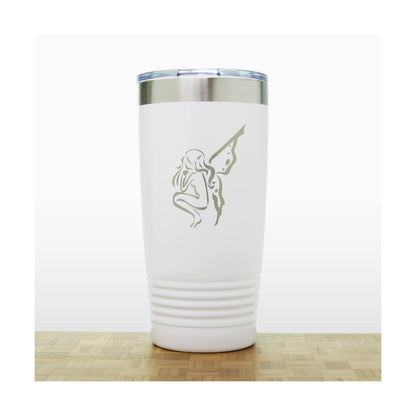 White - Fairy 20 oz Insulated Tumbler - Design 4 - Copyright Hues in Glass