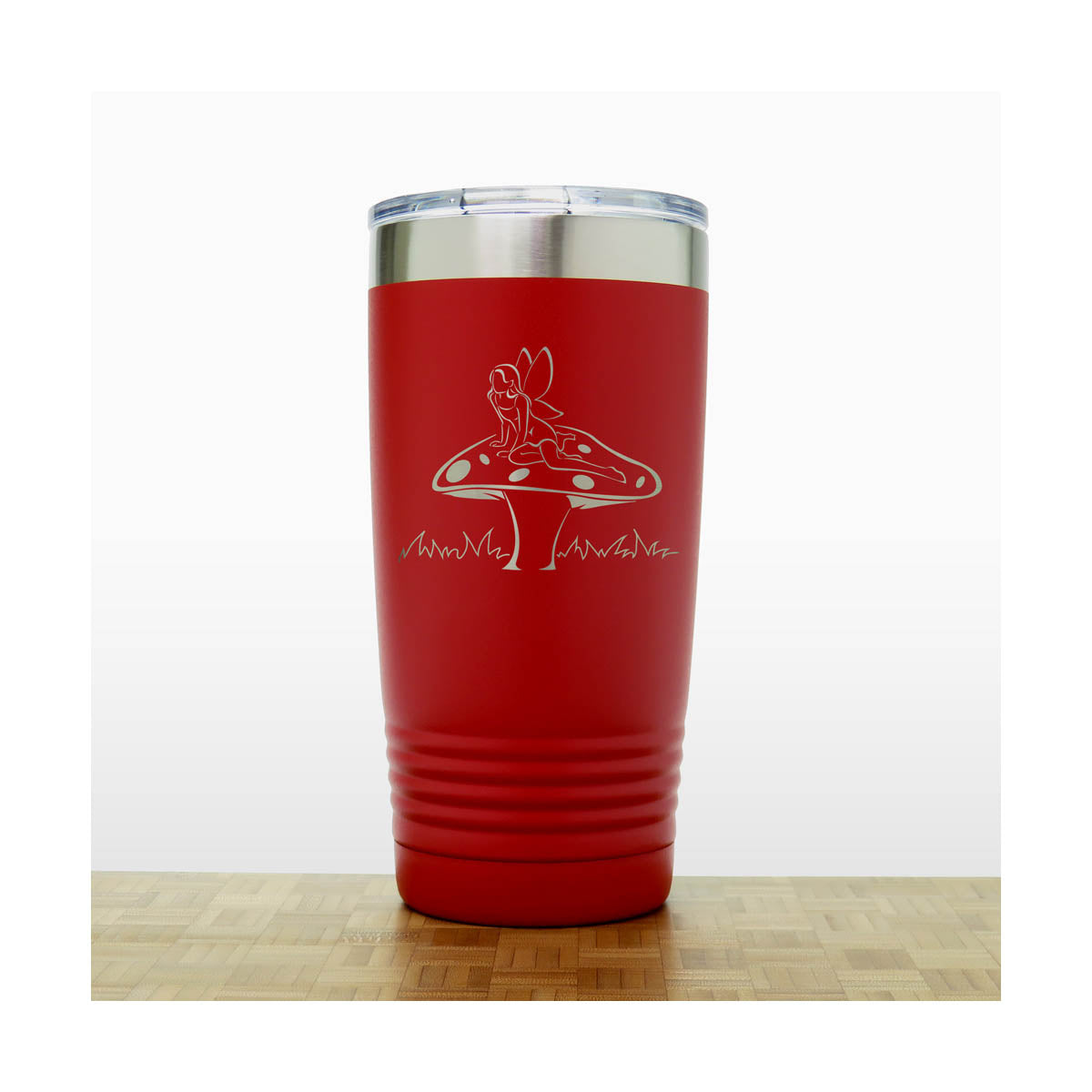 Red - Fairy on a Toadstool 20 oz Insulated Tumbler - Copyright Hues in Glass