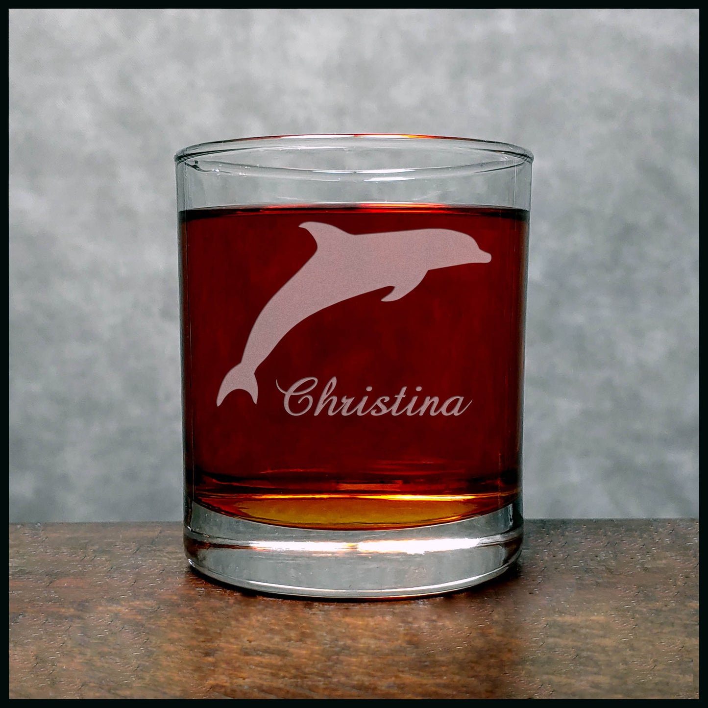 Dolphin Personalized Whisky Glass - Design 3 - Copyright Hues in Glass