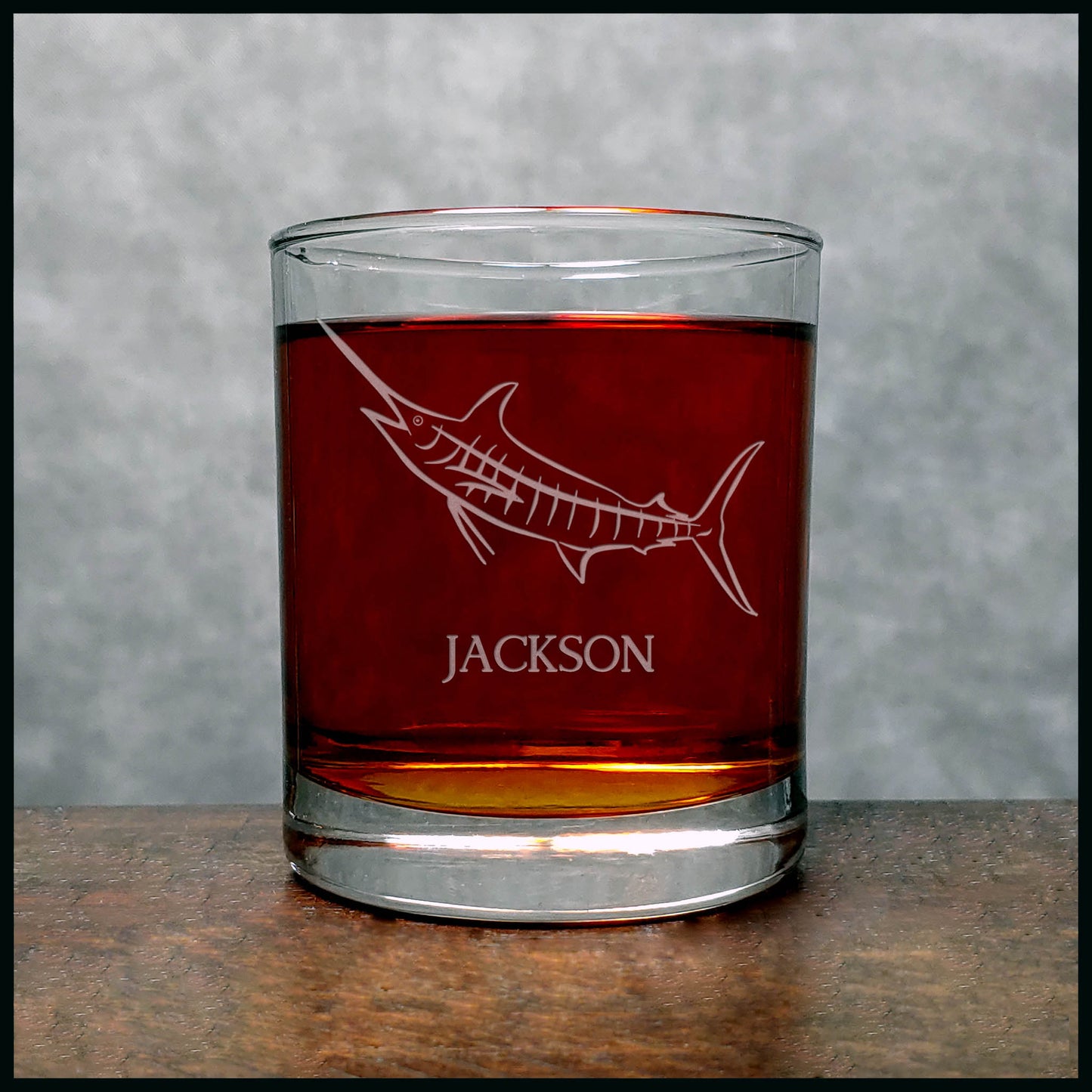 Marlin Personalized Whisky Glass - Copyright Hues in Glass