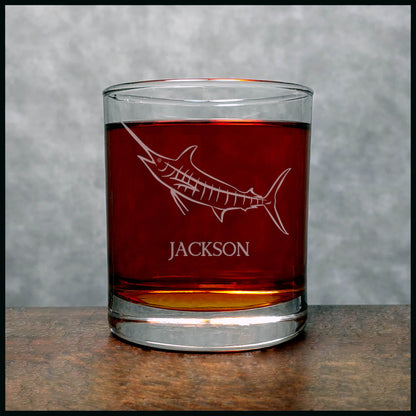 Marlin Personalized Whisky Glass - Copyright Hues in Glass