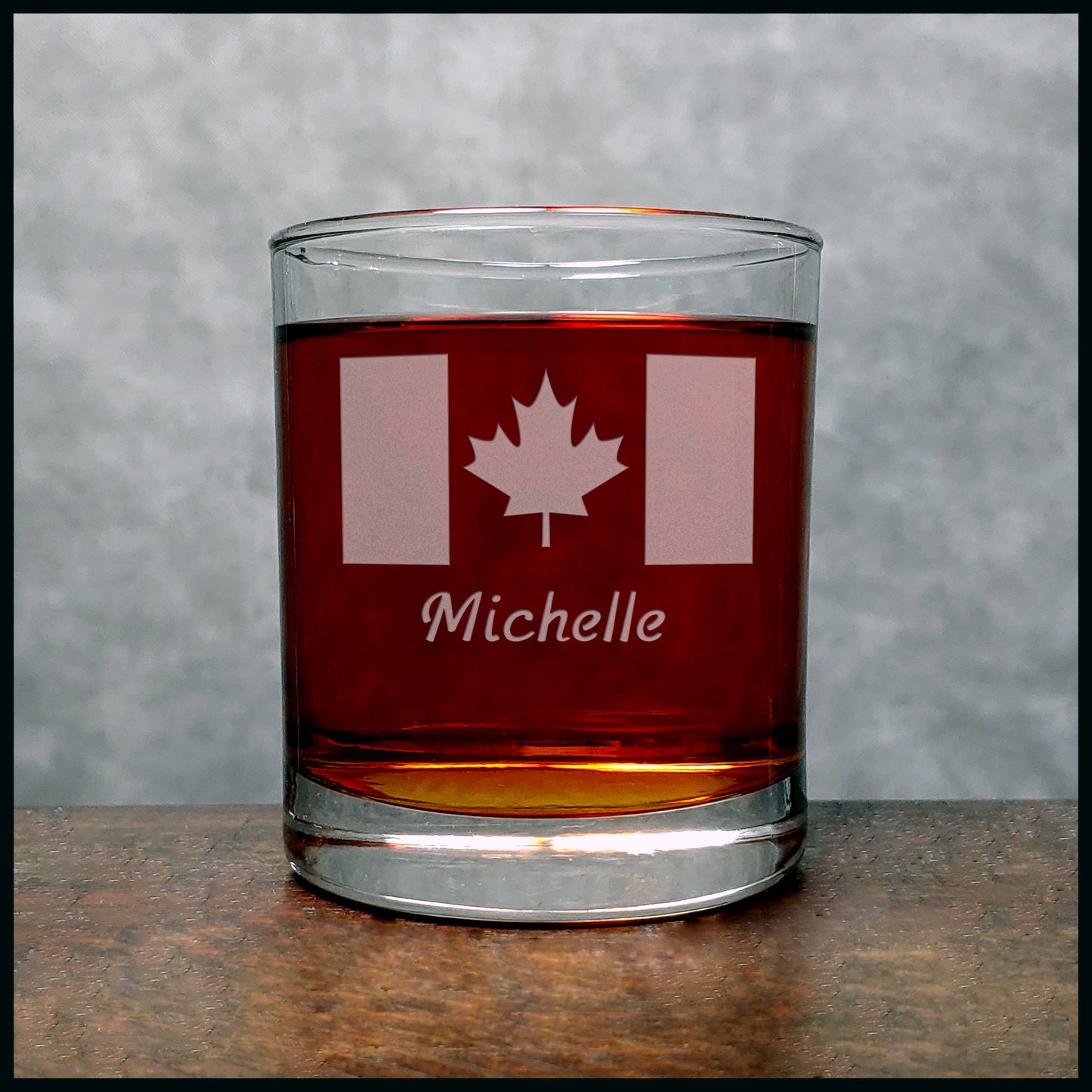 Canada Flag Personalized Whiskey Glass - Copyright Hues in Glass