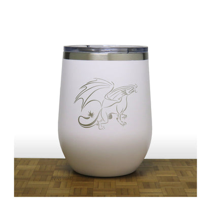 White - Dragon Design 3 PC 12oz STEMLESS WINE - Copyright Hues in Glass - Dragon Design 3 PC 12oz STEMLESS WINE - Copyright Hues in Glass