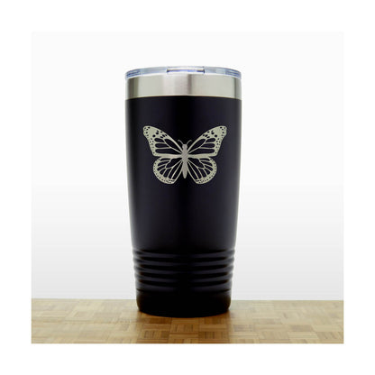 Black - Butterfly 20 oz Insulated Tumbler - Copyright Hues in Glass