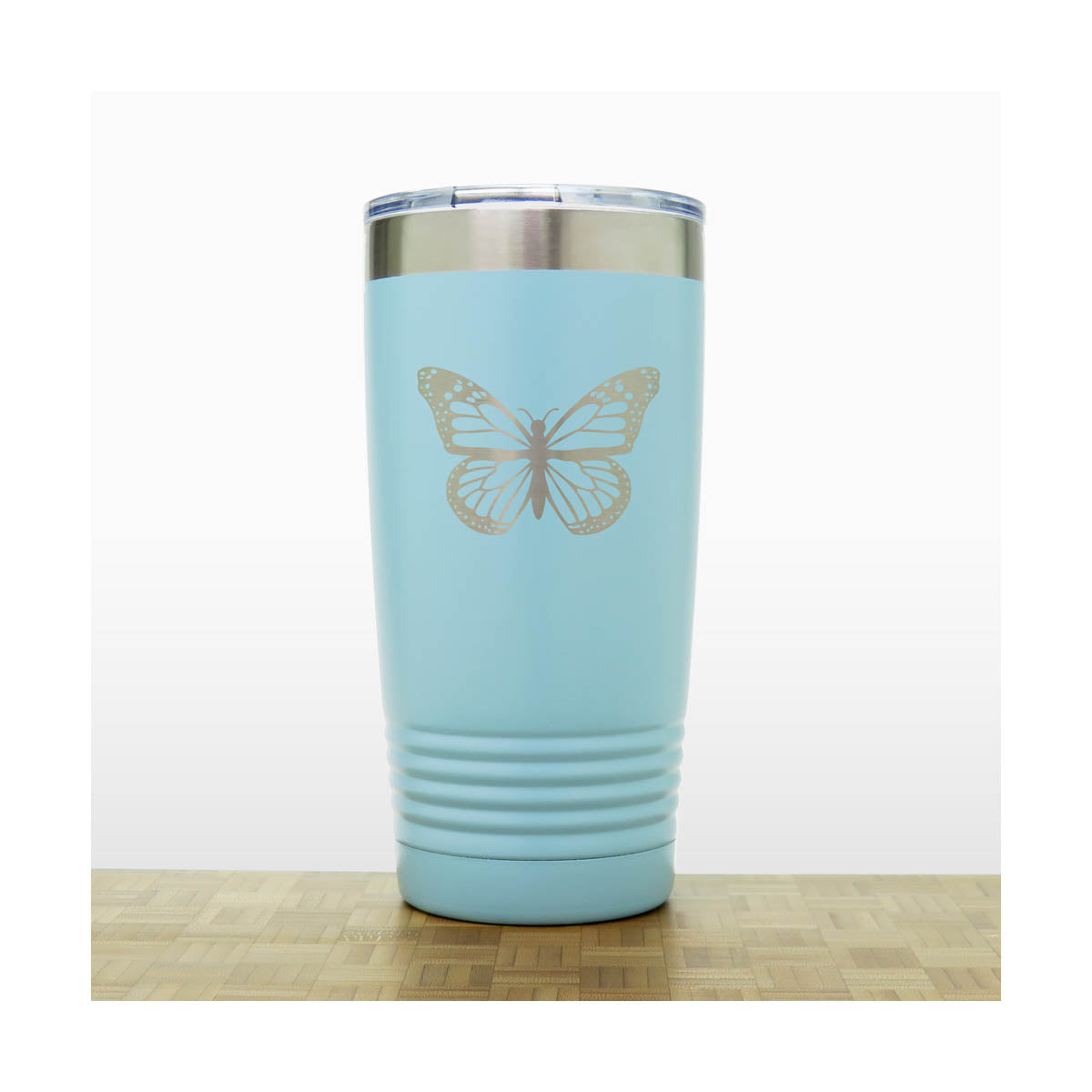 Teal - Butterfly 20 oz Insulated Tumbler - Copyright Hues in Glass