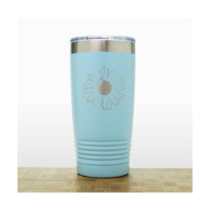 Teal -  Daisy with Ladybug 20 oz Insulated Tumbler - Copyright Hues in Glass