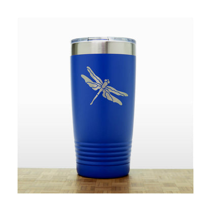 Blue - Dragonfly 20 oz Insulated Tumbler - Copyright Hues in Glass