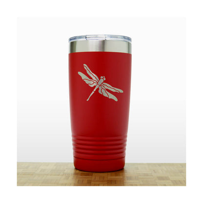 Red - Dragonfly 20 oz Insulated Tumbler - Copyright Hues in Glass