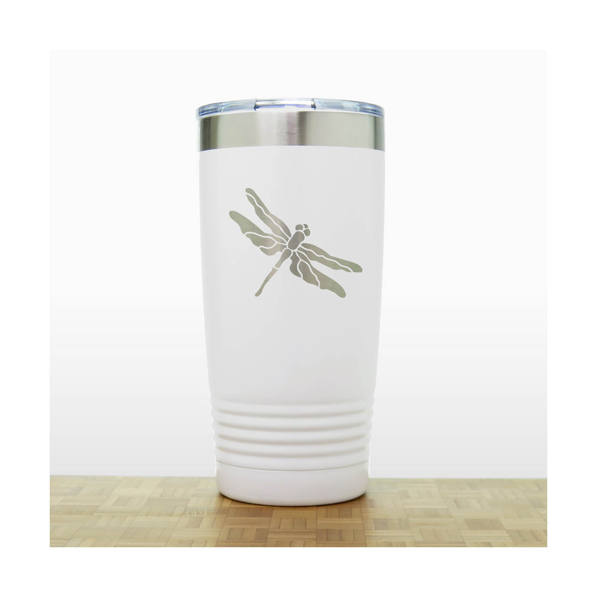 White - Dragonfly 20 oz Insulated Tumbler - Copyright Hues in Glass