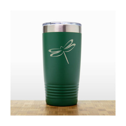 Green - Dragonfly 20 oz Insulated Tumbler - Design 2 - Copyright Hues in Glass