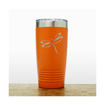 Orange - Dragonfly 20 oz Insulated Tumbler - Design 2 - Copyright Hues in Glass