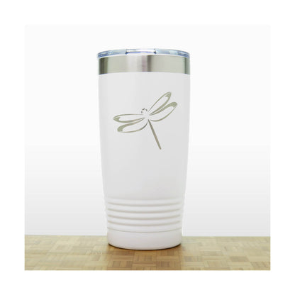 White - Dragonfly 20 oz Insulated Tumbler - Design 2 - Copyright Hues in Glass