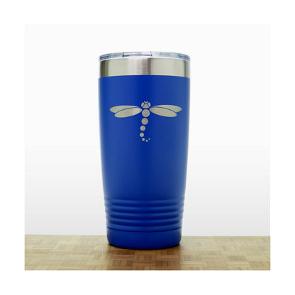 Blue - Dragonfly 20 oz Insulated Tumbler - Design 3 - Copyright Hues in Glass