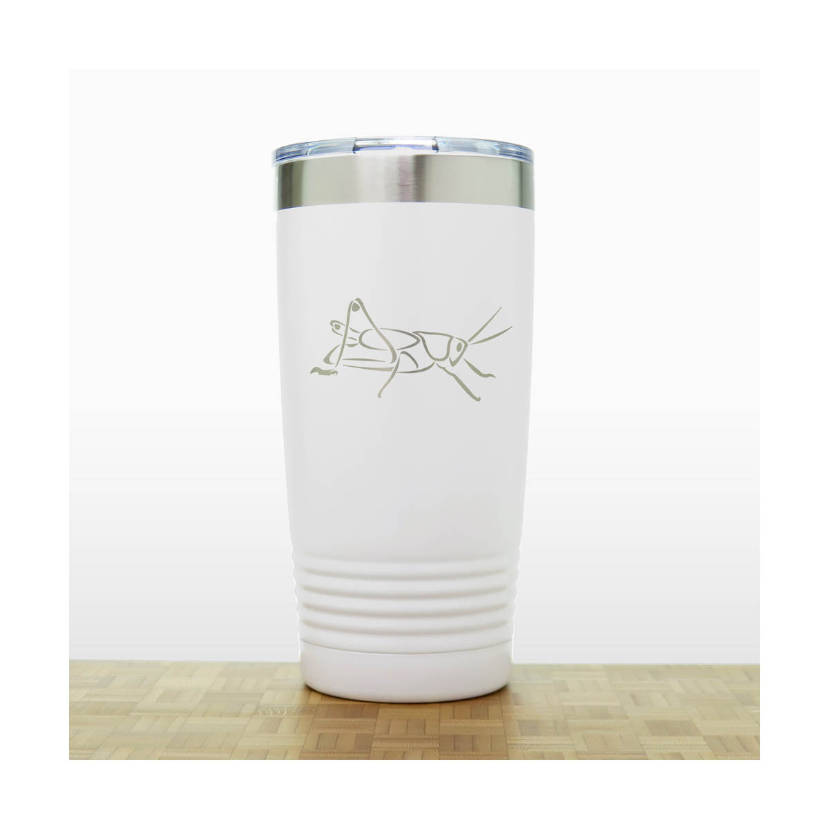 White - Grasshopper 20 oz Insulated Tumbler - Copyright Hues in Glass