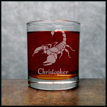 Scorpion Personalized Whisky Glass - Copyright Hues in Glass