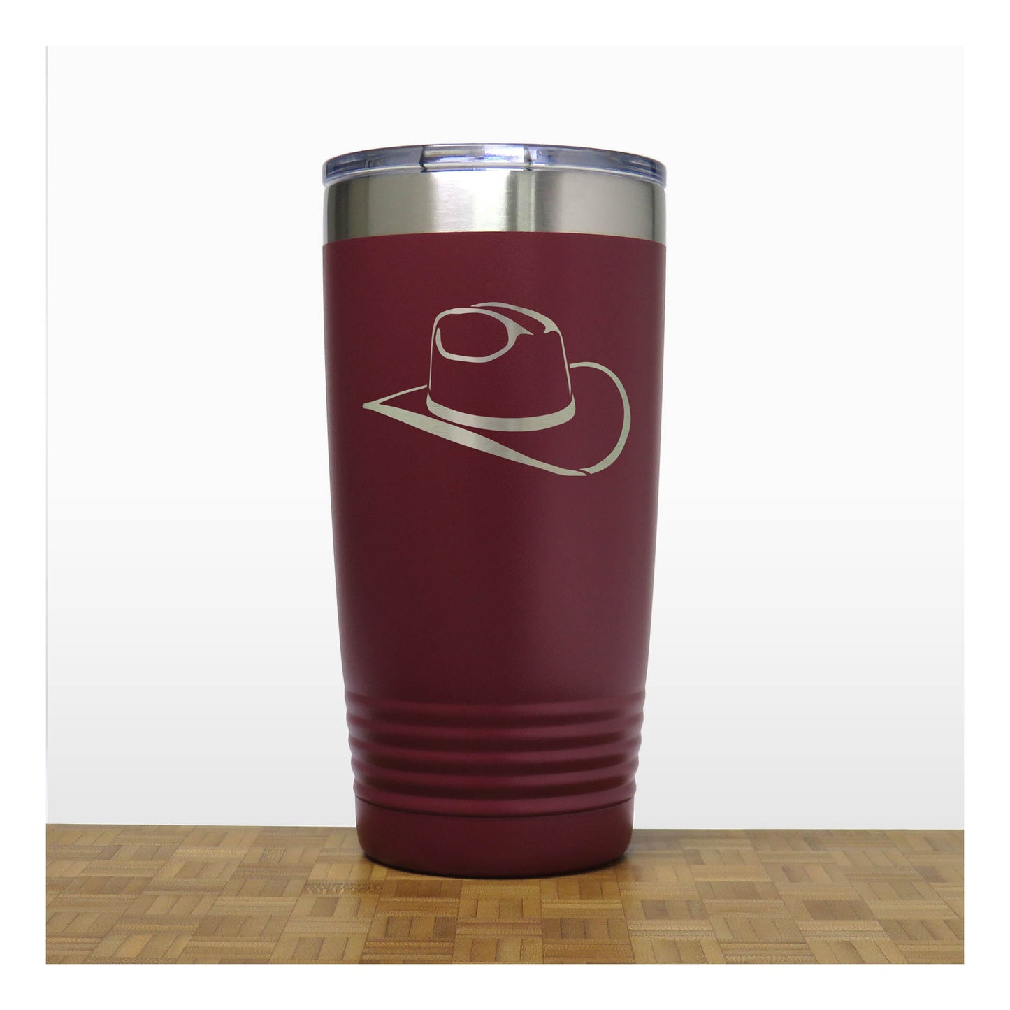 Maroon - Cowboy_Hat 20 oz Insulated Tumbler - Copyright Hues in Glass