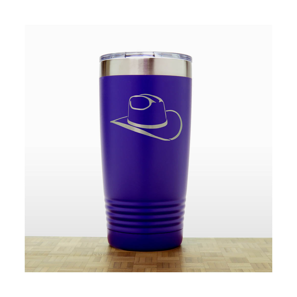 Purple - Cowboy_Hat 20 oz Insulated Tumbler - Copyright Hues in Glass