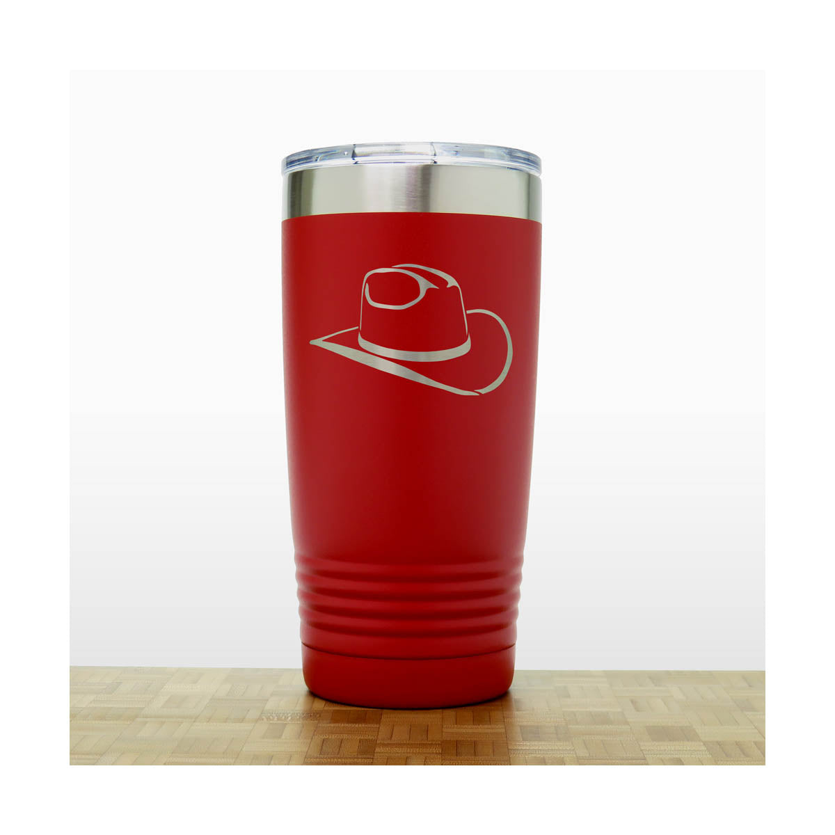 Red - Cowboy_Hat 20 oz Insulated Tumbler - Copyright Hues in Glass