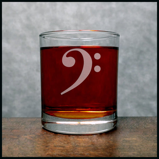 Bass Clef  Engraved 11oz Whiskey Glass - Music Teacher Gift