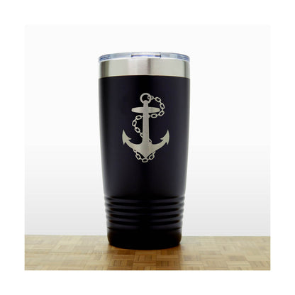 Black - Anchor with Chain 20 oz Insulated Tumbler - Copyright Hues in Glass