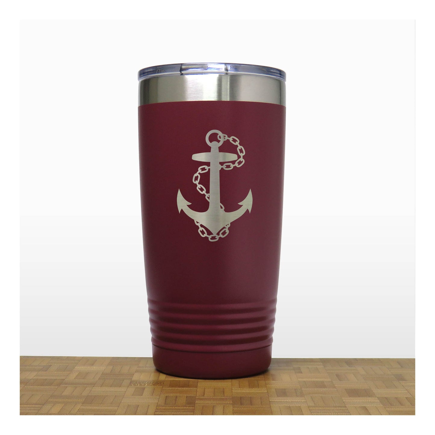 Maroon - Anchor with Chain 20 oz Insulated Tumbler - Copyright Hues in Glass