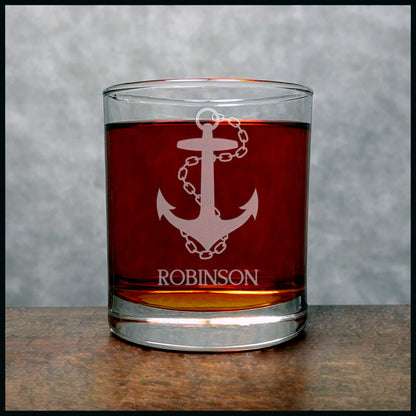 Anchor and Chain Personalized Whisky Glass - Copyright Hues in Glass