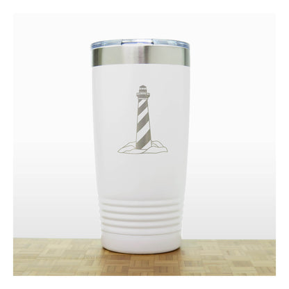 White - Lighthouse_2 20 oz Insulated Tumbler - Copyright Hues in Glass