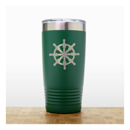 Green - Ships Wheel 20 oz Insulated Tumbler - Copyright Hues in Glass