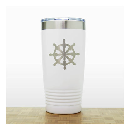 White - Ships Wheel 20 oz Insulated Tumbler - Copyright Hues in Glass