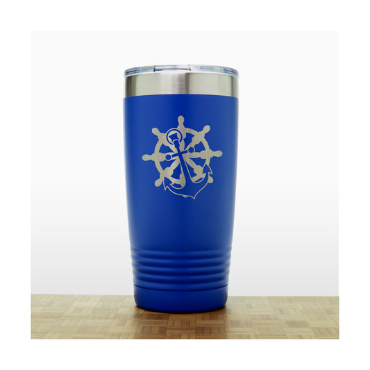 Blue - Compass Rose 20 oz Insulated Tumbler - Copyright Hues in Glass