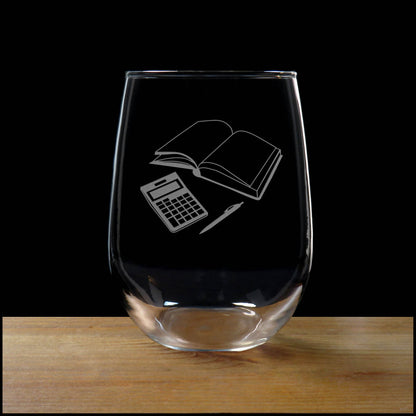 Bookkeeper Stemless Wine Glass - Copyright Hues in Glass