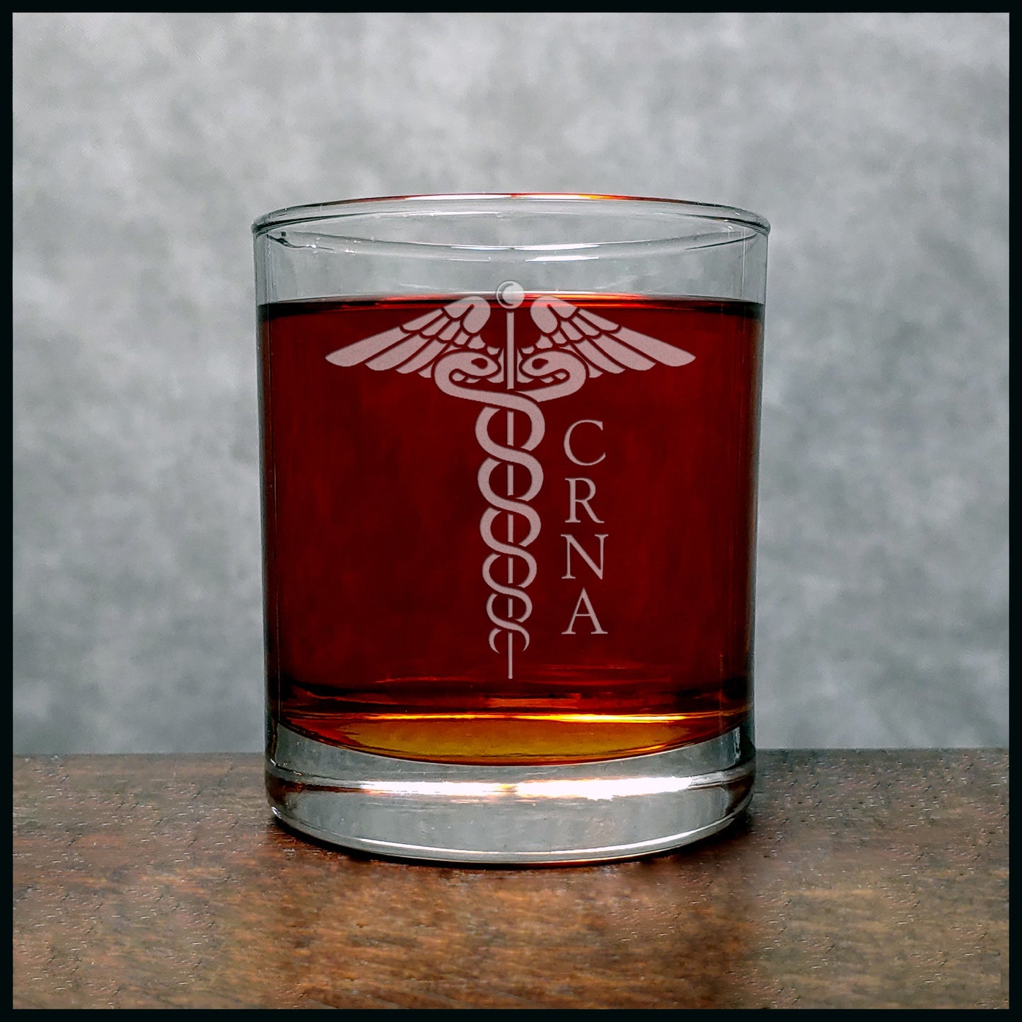 CRNA Caduceus hisky Glass - Copyright Hues in Glass