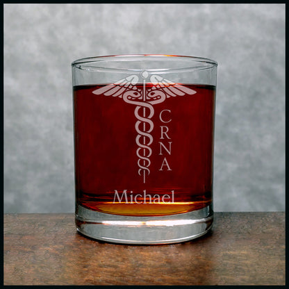 CRNA Caduceus Personalized Whisky Glass - Copyright Hues in Glass