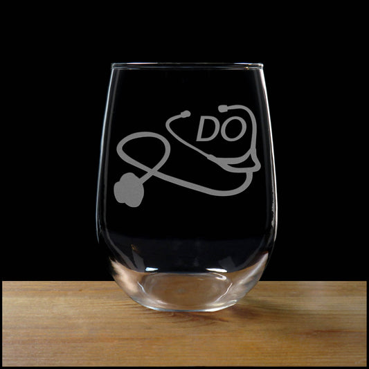 Doctor of Osteopathic Medicine Stemless Wine Glass - Copyright Hues in Glass