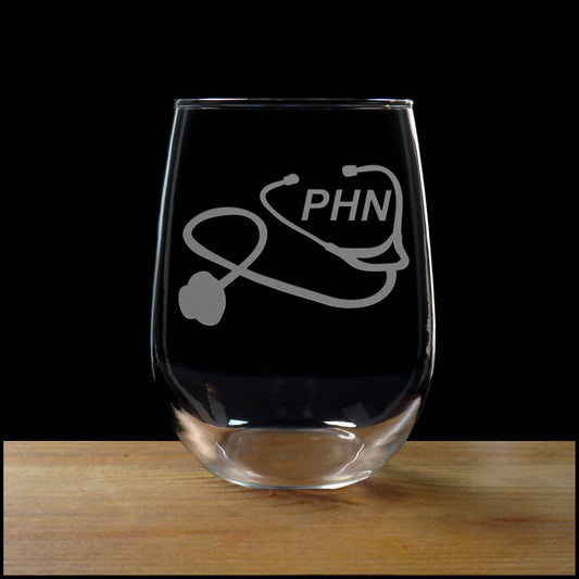 Public Health Nurse Stemless Wine Glass - Copyright Hues in Glass